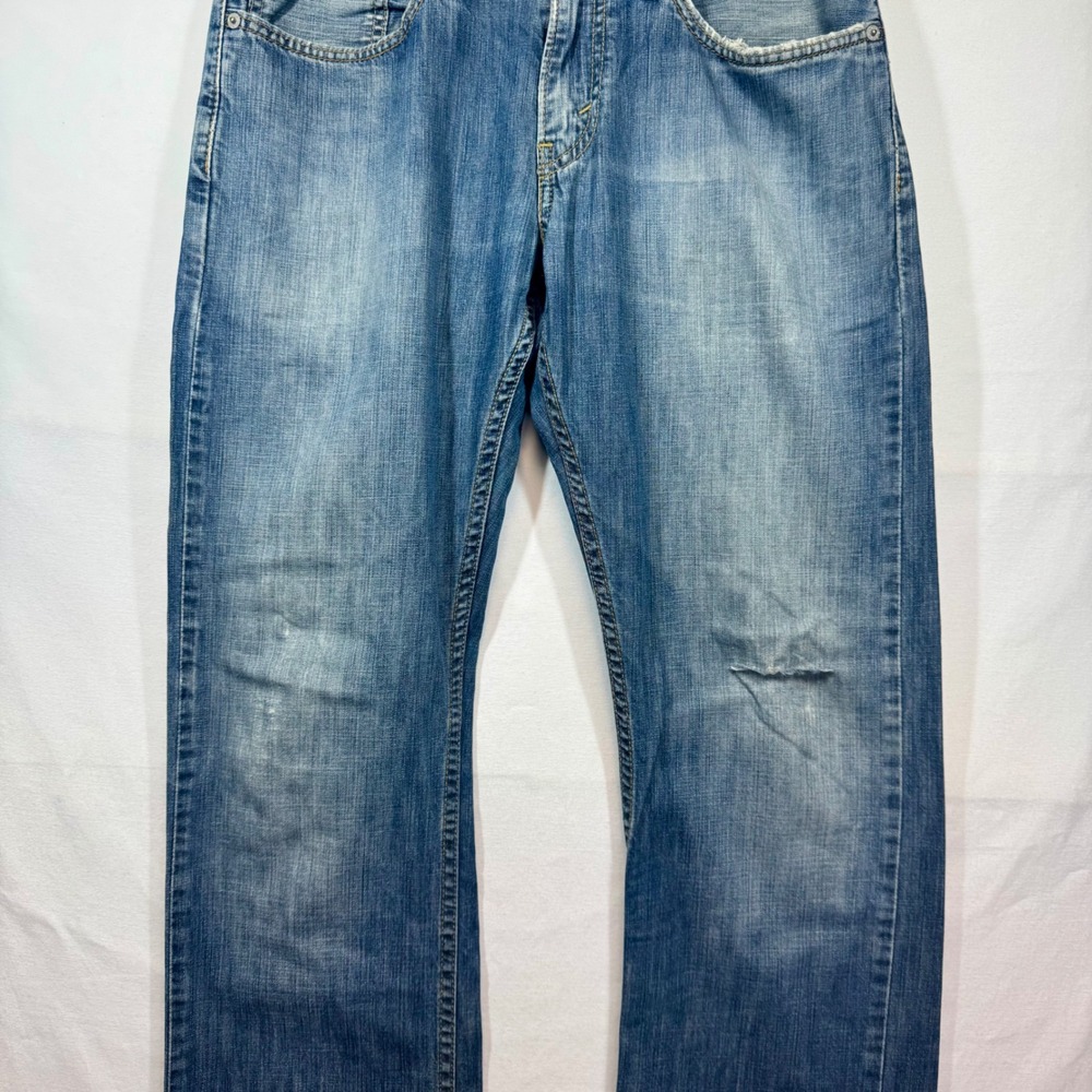 Levi's 514 Slim Straight Jeans Distressed Denim Blue Mens Size 31x30 - Picture 3 of 10